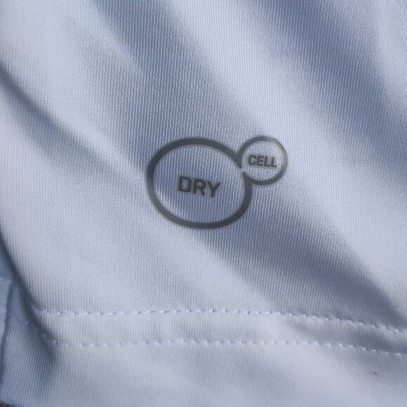 Puma Golf Polo Shirt men's siz M white colour with grey and red and blue stripes - Picture 6 of 9